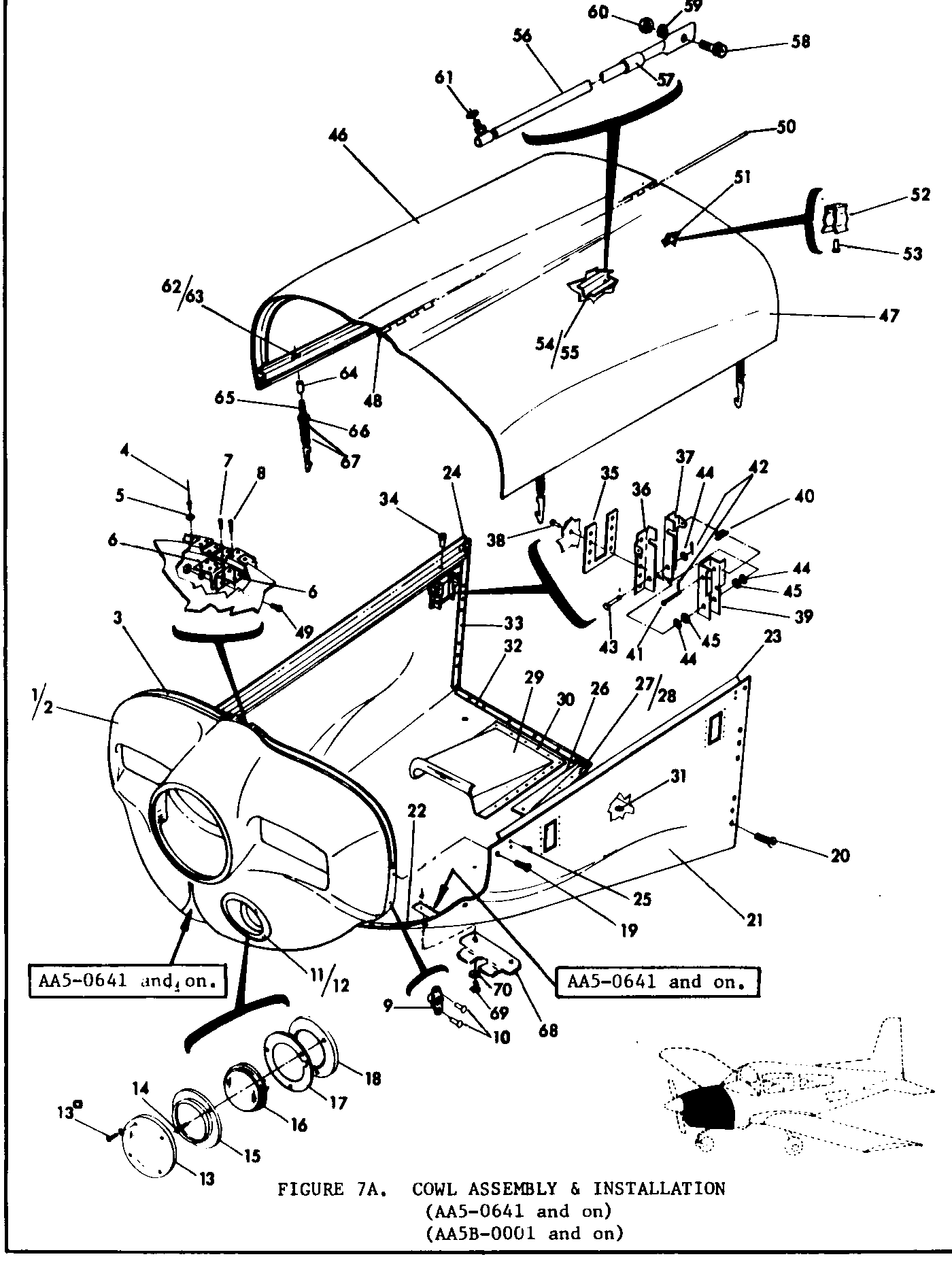 Parts Diagram Figure 7A Cowling Model AA5 641 up AA5B 001 up